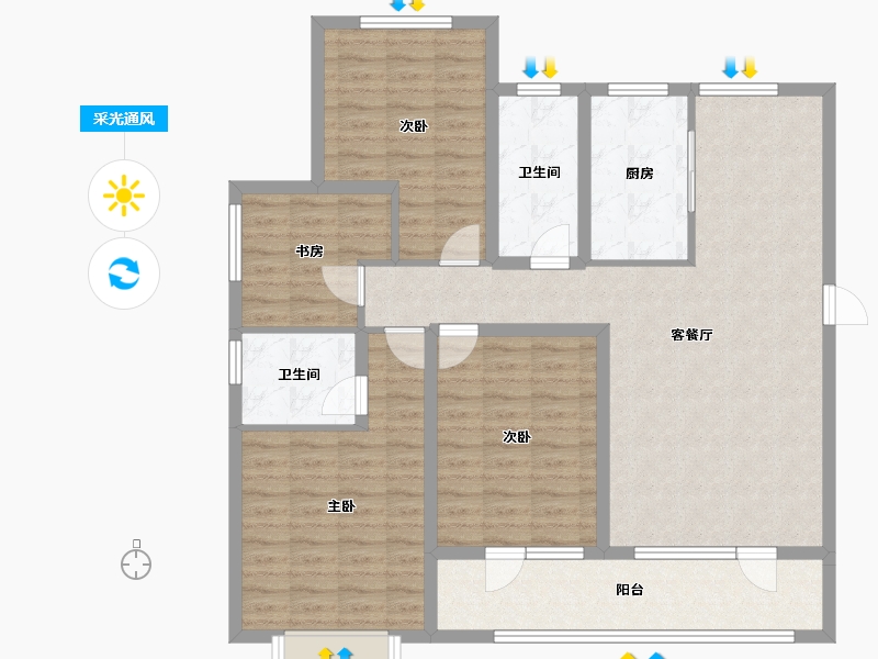 山东省-青岛市-世茂锦域-115.45-户型库-采光通风