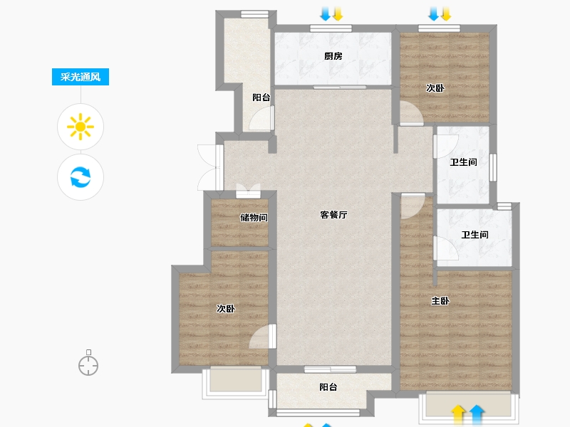 河北省-石家庄市-万科正定文化村-102.40-户型库-采光通风