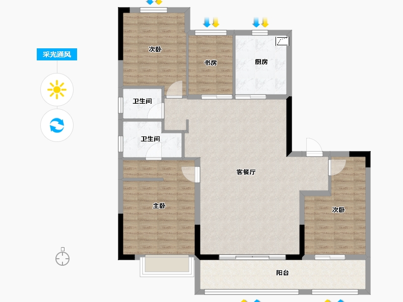 浙江省-宁波市-万科·朗拾-116.80-户型库-采光通风