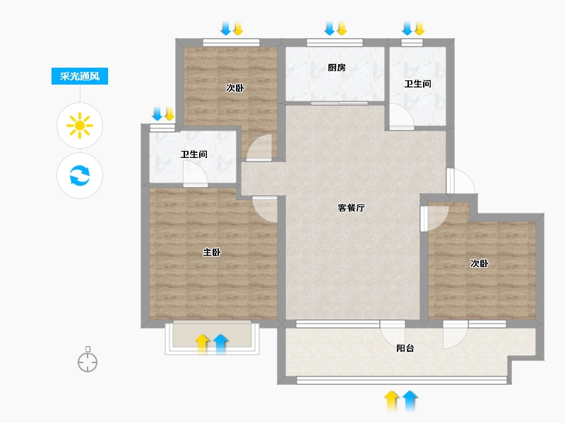 山东省-青岛市-海信珠山小镇-92.16-户型库-采光通风