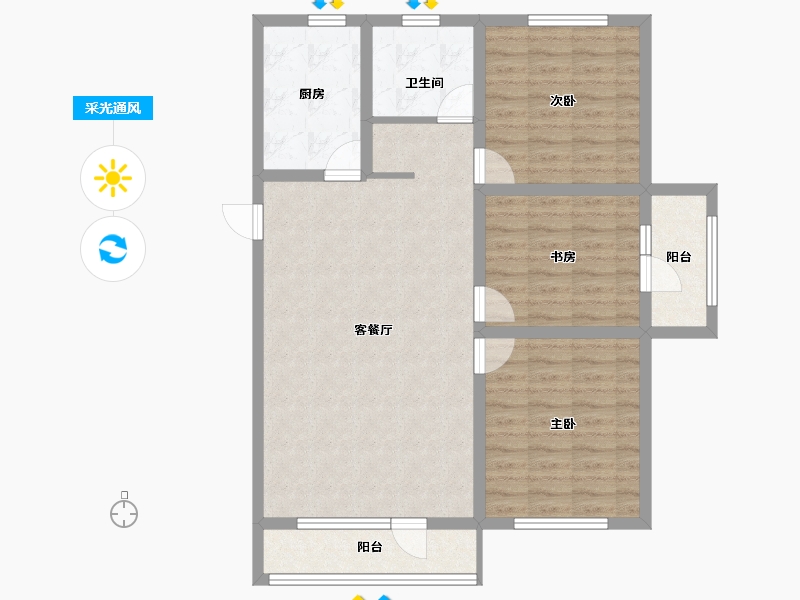 山东省-青岛市-碧水明珠-93.44-户型库-采光通风