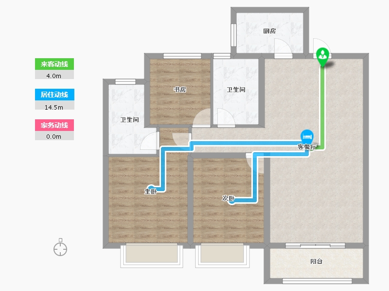 山东省-青岛市-信达金地蓝庭-92.96-户型库-动静线