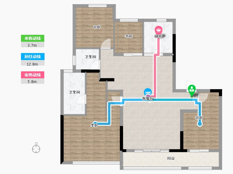 浙江省-宁波市-万科·朗拾-126.40-户型库-动静线