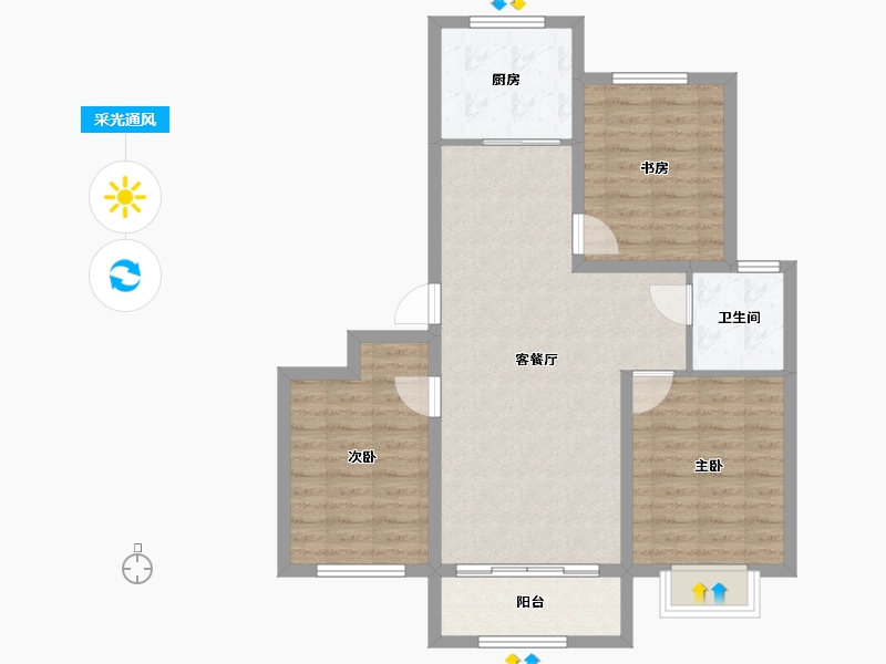 山东省-青岛市-鲁商泰晤士小镇-84.00-户型库-采光通风