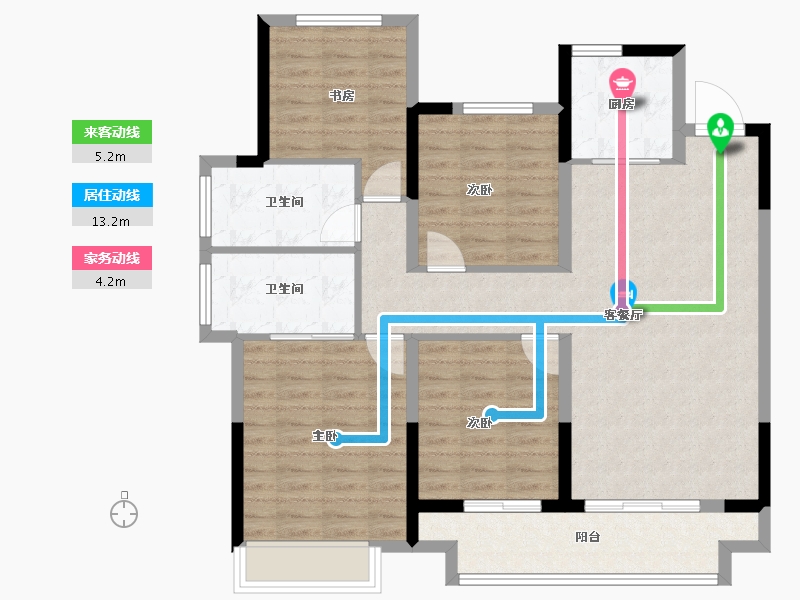 陕西省-咸阳市-乐华城香榭庄园-102.88-户型库-动静线