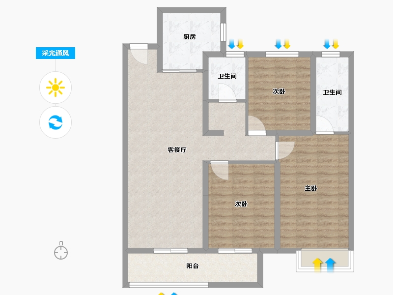 陕西省-西安市-保利和光尘樾-97.00-户型库-采光通风