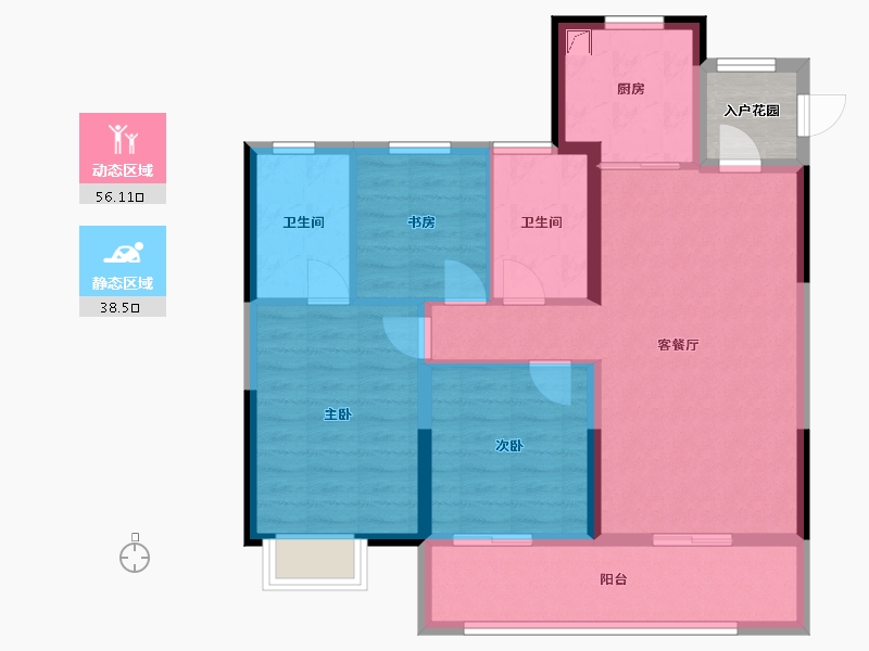 陕西省-咸阳市-合创君悦府-87.61-户型库-动静分区