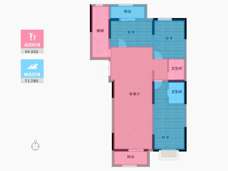 河北省-石家庄市-长丰路6号-104.26-户型库-动静分区