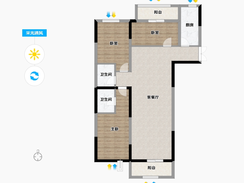 河北省-石家庄市-长丰路6号-105.65-户型库-采光通风