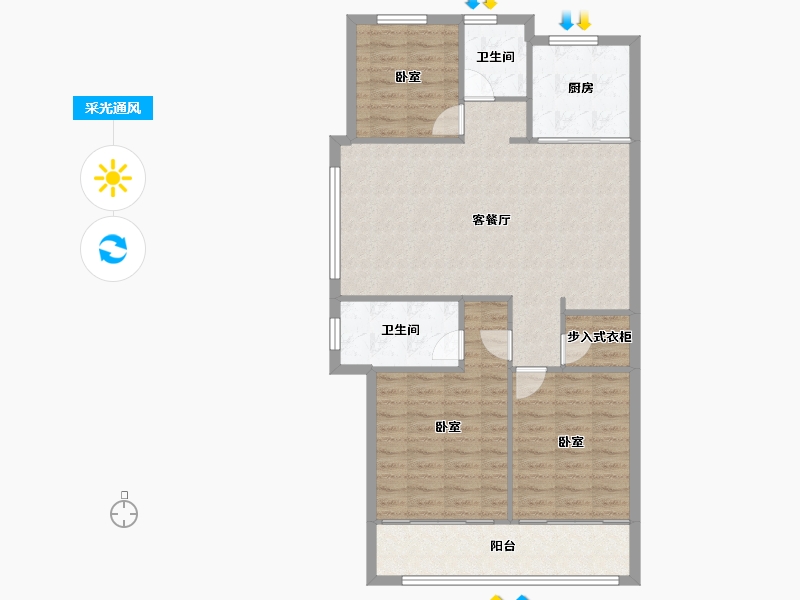 浙江省-宁波市-绿城·滨河鸣翠-97.27-户型库-采光通风