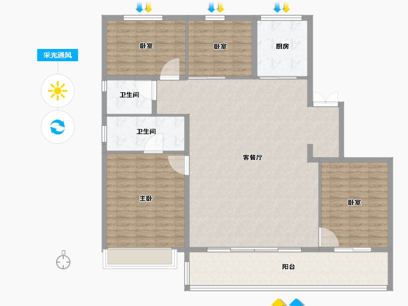 山东省-临沂市-碧桂园云顶-148.80-户型库-采光通风