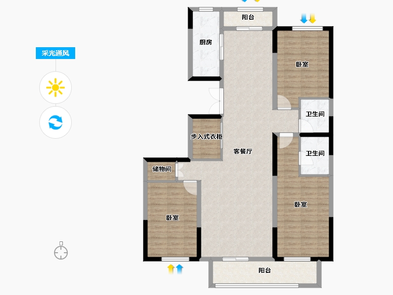 河北省-石家庄市-长丰路6号-120.58-户型库-采光通风