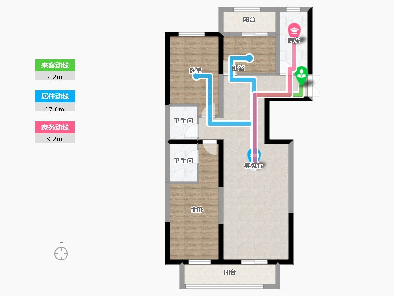 河北省-石家庄市-长丰路6号-95.30-户型库-动静线