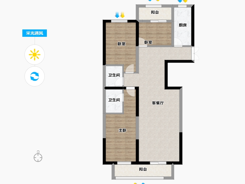 河北省-石家庄市-长丰路6号-95.30-户型库-采光通风