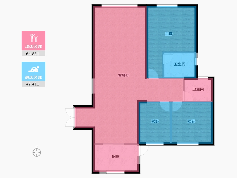 湖南省-长沙市-湘江颂-97.75-户型库-动静分区