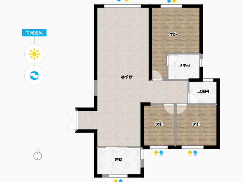 湖南省-长沙市-湘江颂-97.75-户型库-采光通风