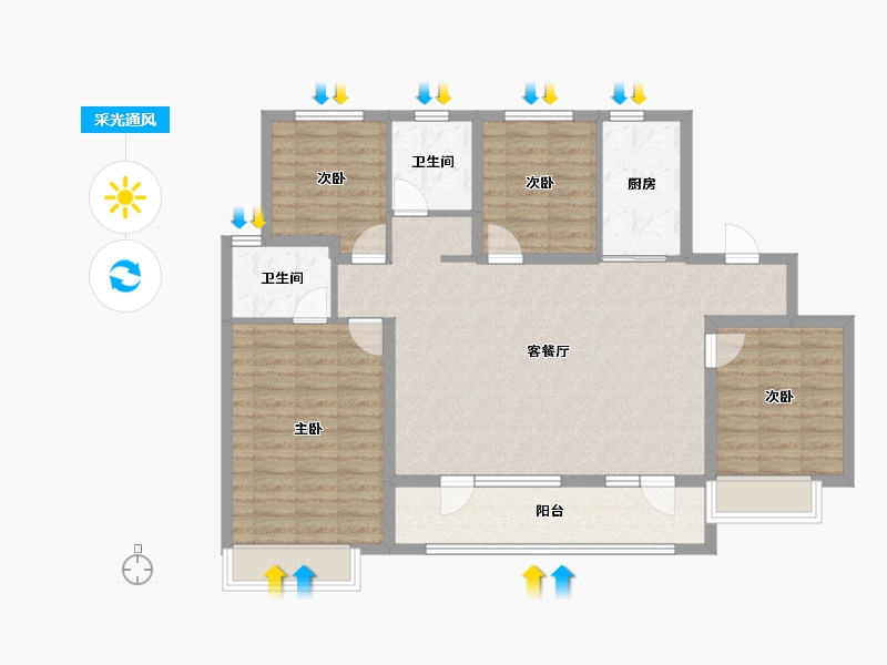 山东省-青岛市-越秀星汇城-109.01-户型库-采光通风