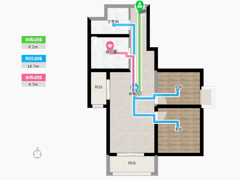 陕西省-西安市-易道郡玫瑰公馆-64.89-户型库-动静线