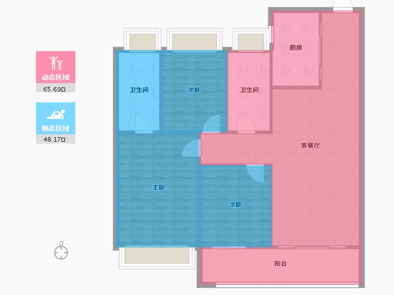 江苏省-苏州市-上城时光-105.00-户型库-动静分区