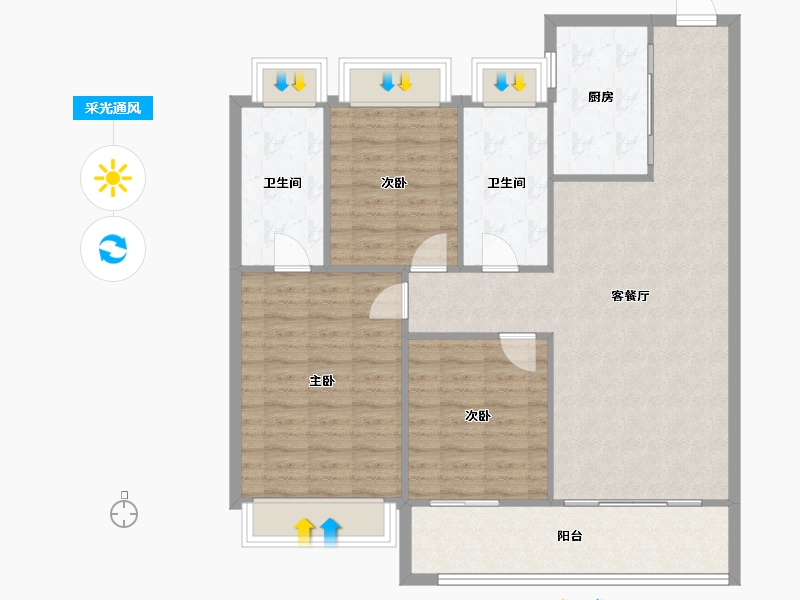 江苏省-苏州市-上城时光-105.00-户型库-采光通风