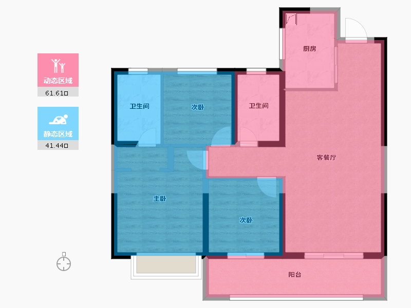 江苏省-无锡市-金领蠡洲台-92.00-户型库-动静分区