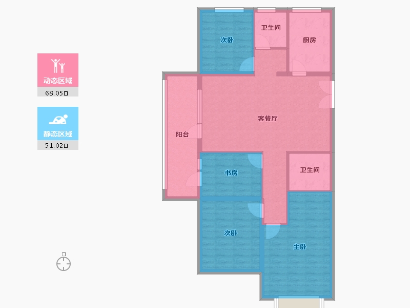 山东省-青岛市-融创维多利亚湾-107.32-户型库-动静分区