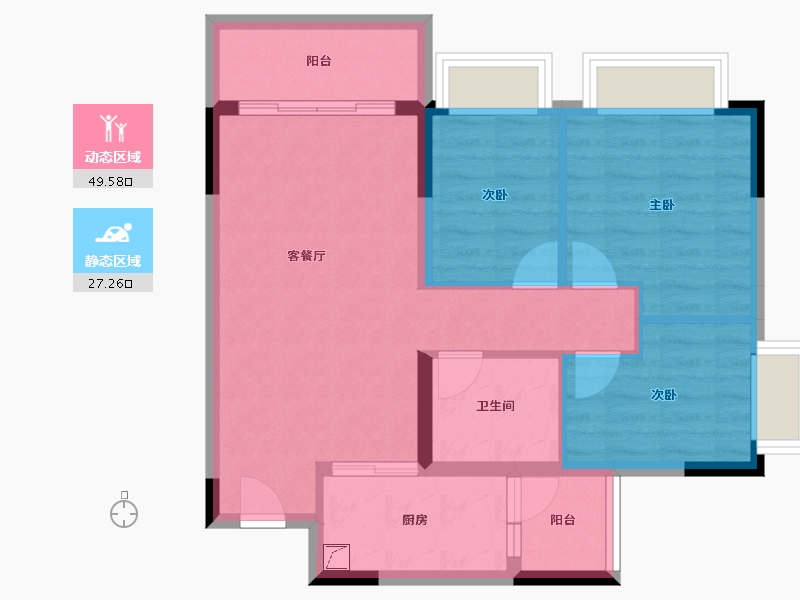 重庆-重庆市-恒大云湖上郡-68.36-户型库-动静分区