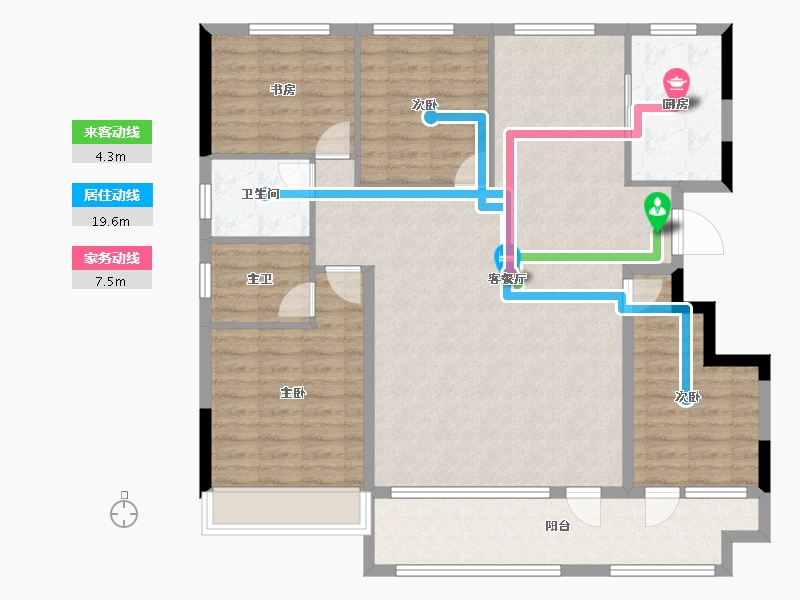 山东省-潍坊市-恒信中梁天阙府-125.60-户型库-动静线