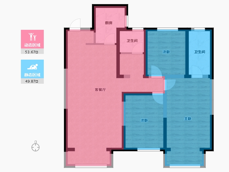 河北省-石家庄市-新兴花语原乡(新兴城)-91.62-户型库-动静分区