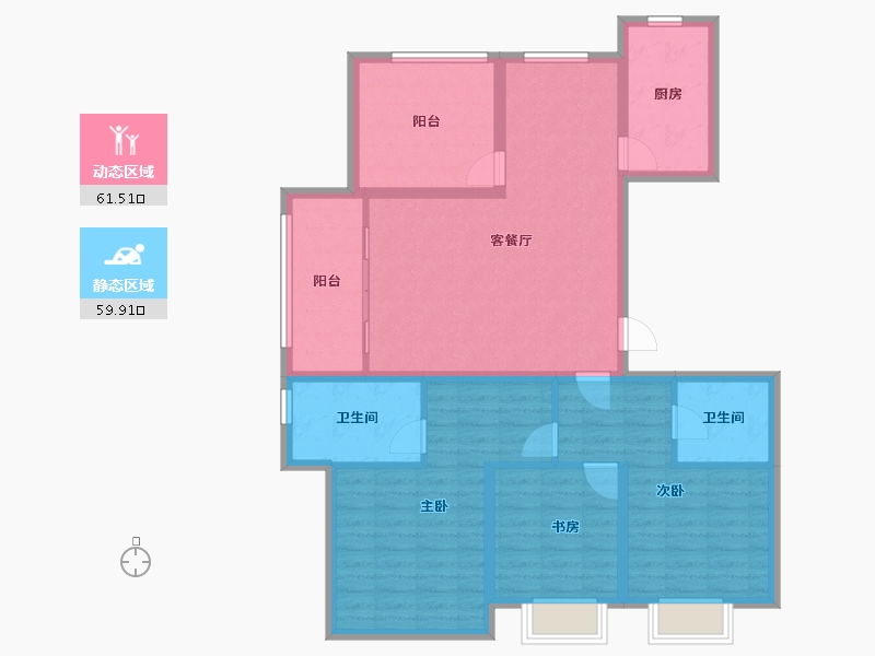 山东省-青岛市-领秀珊瑚湾-108.80-户型库-动静分区