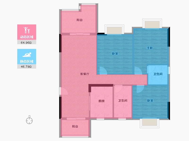 广东省-中山市-汇豪萬秀豪庭-101.63-户型库-动静分区