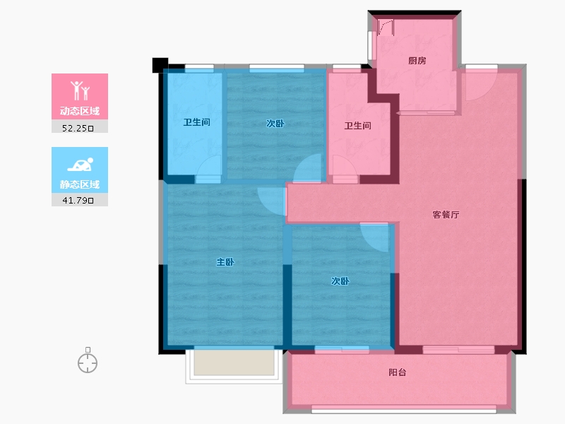 江苏省-无锡市-银城翡丽和风-83.99-户型库-动静分区