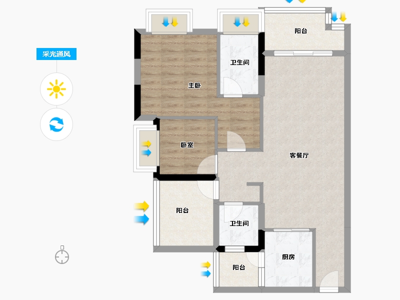 广东省-中山市-钱隆御府-78.14-户型库-采光通风