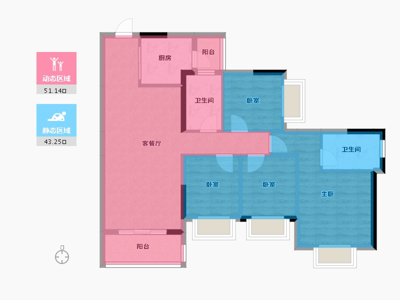 广东省-中山市-龙光.玖龙山-83.88-户型库-动静分区