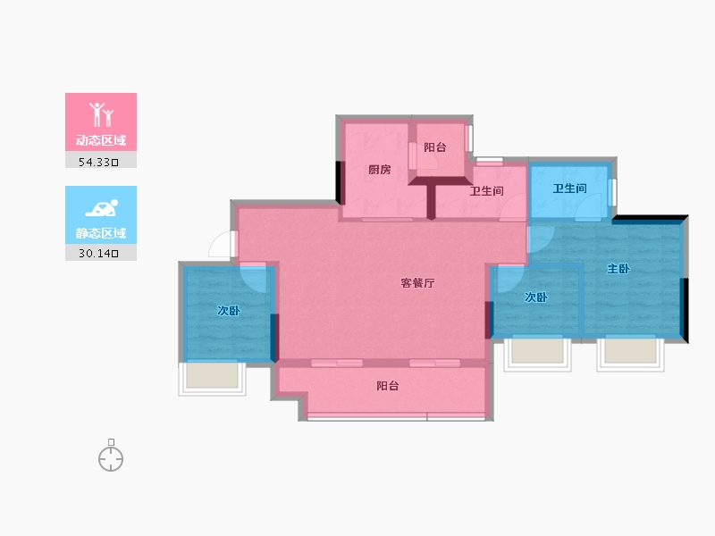 重庆-重庆市-寻光沙磁-74.95-户型库-动静分区