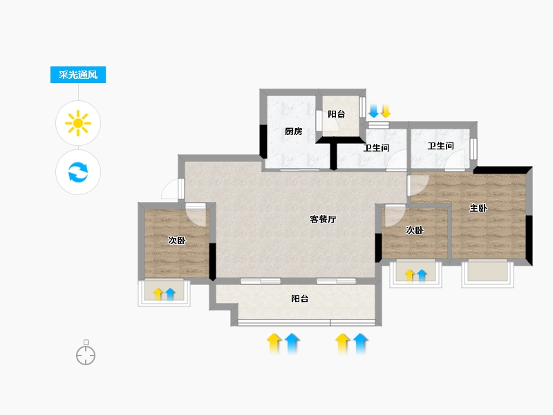 重庆-重庆市-寻光沙磁-74.95-户型库-采光通风