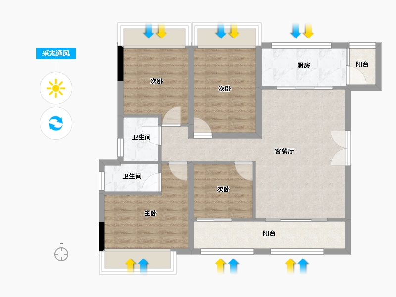 重庆-重庆市-金科集美东方-81.09-户型库-采光通风