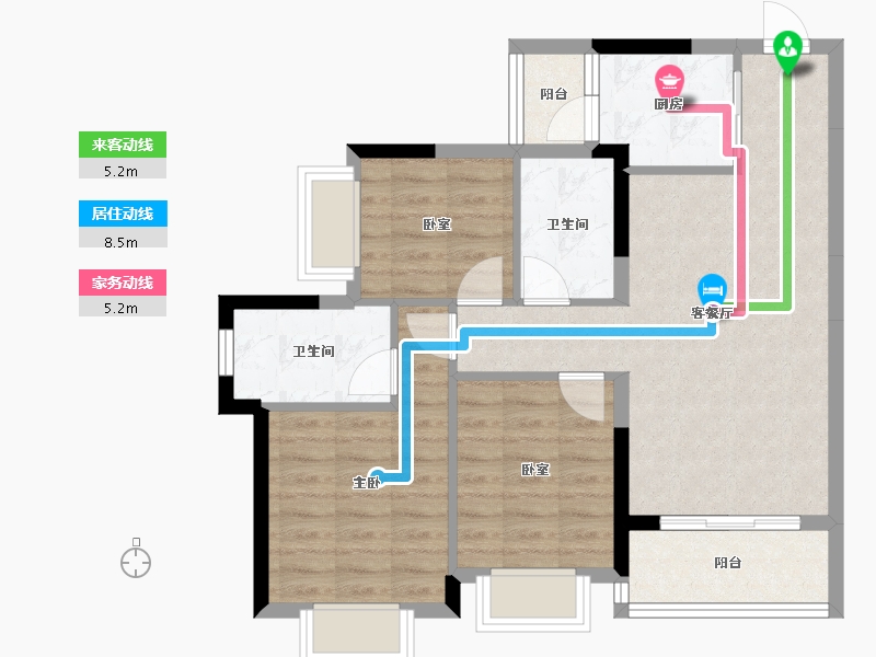 广东省-中山市-龙光.玖龙山-74.04-户型库-动静线