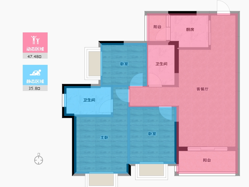 广东省-中山市-龙光.玖龙山-74.04-户型库-动静分区