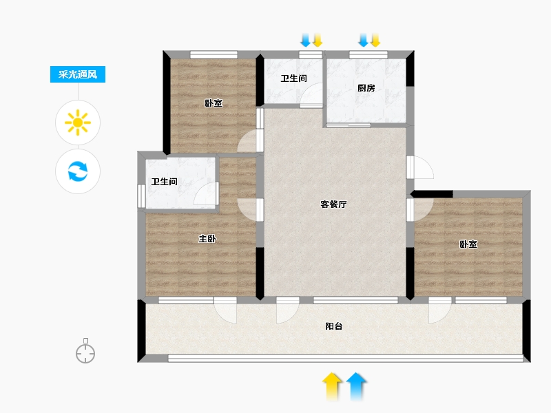 山东省-青岛市-鲁昊棠琳湾理想城-95.20-户型库-采光通风