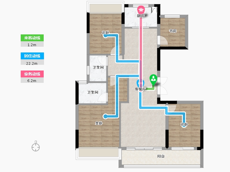 浙江省-绍兴市-宝业大坂绿园-99.73-户型库-动静线