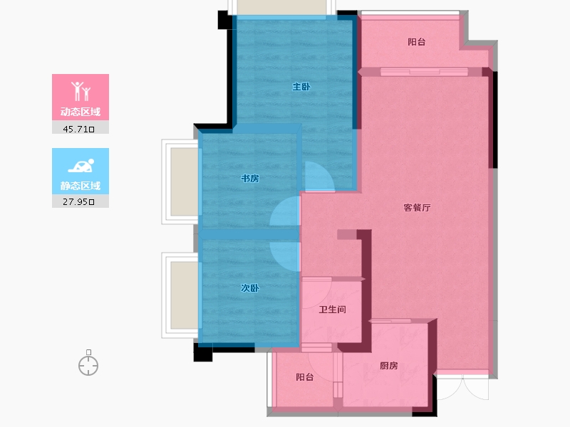 重庆-重庆市-中交锦悦-64.65-户型库-动静分区