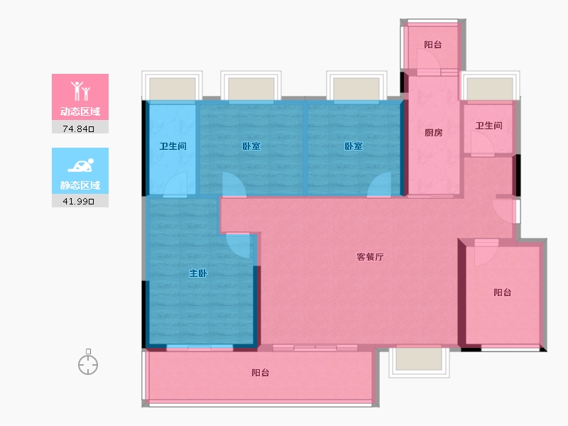 广东省-中山市-钱隆御府-105.60-户型库-动静分区