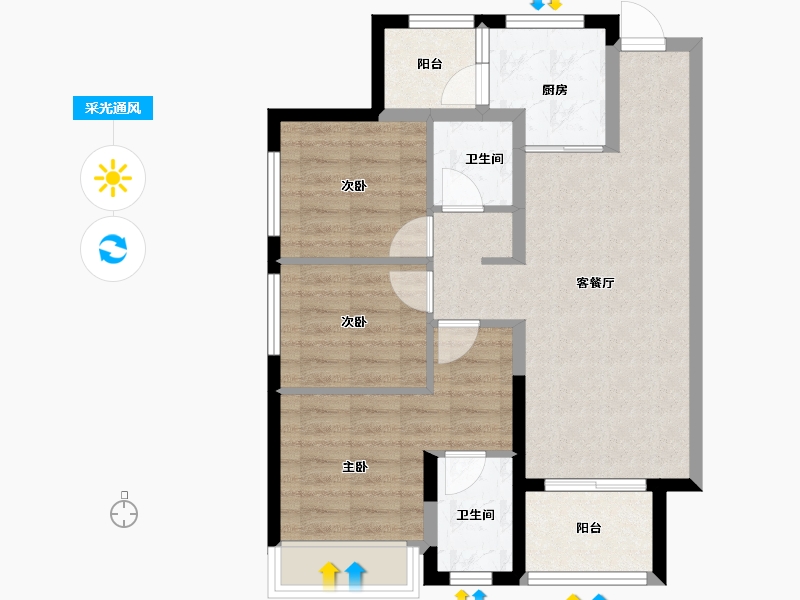 贵州省-贵阳市-万科新都荟-69.94-户型库-采光通风