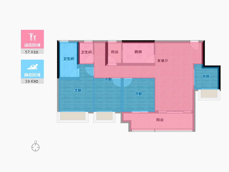 重庆-重庆市-佳兆业晓岸云起-86.02-户型库-动静分区