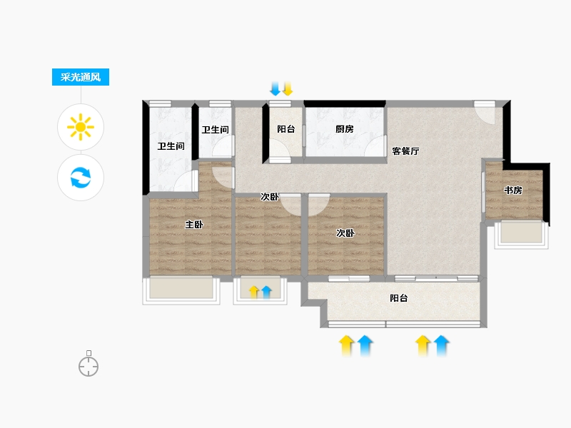 重庆-重庆市-佳兆业晓岸云起-86.02-户型库-采光通风