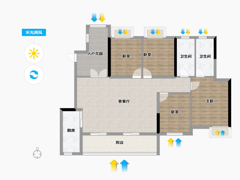 重庆-重庆市-中建瑾和城-121.49-户型库-采光通风