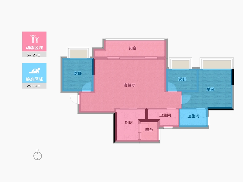 重庆-重庆市-寻光沙磁-74.30-户型库-动静分区