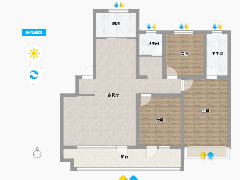 山东省-青岛市-保利观堂-105.60-户型库-采光通风