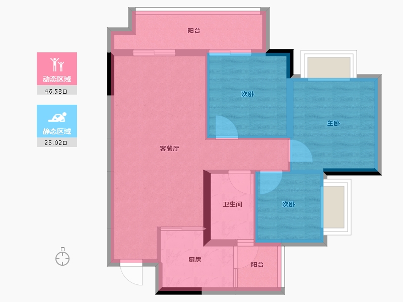 重庆-重庆市-寻光沙磁-63.57-户型库-动静分区